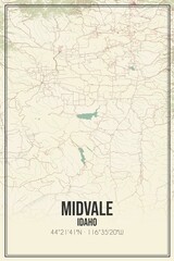 Retro US city map of Midvale, Idaho. Vintage street map.