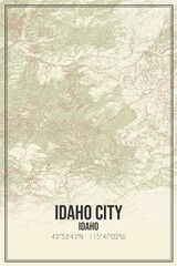 Retro US city map of Idaho City, Idaho. Vintage street map.