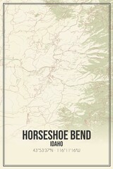 Retro US city map of Horseshoe Bend, Idaho. Vintage street map.