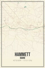 Retro US city map of Hammett, Idaho. Vintage street map.