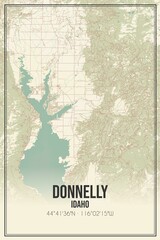 Retro US city map of Donnelly, Idaho. Vintage street map.
