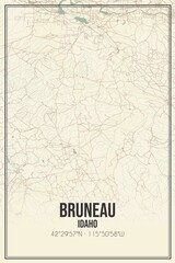 Retro US city map of Bruneau, Idaho. Vintage street map.