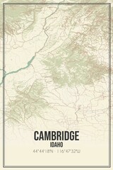 Retro US city map of Cambridge, Idaho. Vintage street map.