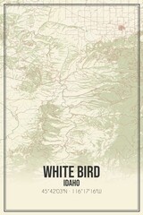 Retro US city map of White Bird, Idaho. Vintage street map.