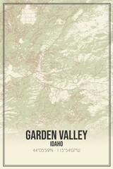 Retro US city map of Garden Valley, Idaho. Vintage street map.