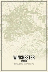 Retro US city map of Winchester, Idaho. Vintage street map.