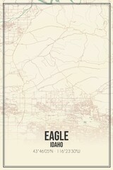Retro US city map of Eagle, Idaho. Vintage street map.