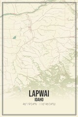 Retro US city map of Lapwai, Idaho. Vintage street map.