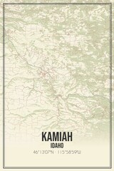 Retro US city map of Kamiah, Idaho. Vintage street map.