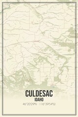 Fototapeta na wymiar Retro US city map of Culdesac, Idaho. Vintage street map.