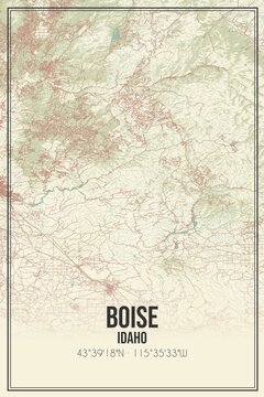Retro US city map of Boise, Idaho. Vintage street map.