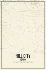 Retro US city map of Hill City, Idaho. Vintage street map.