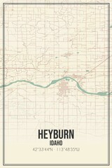 Retro US city map of Heyburn, Idaho. Vintage street map.