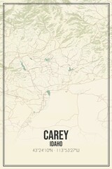 Retro US city map of Carey, Idaho. Vintage street map.