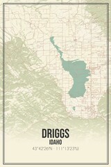 Retro US city map of Driggs, Idaho. Vintage street map.