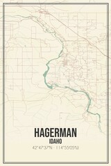 Retro US city map of Hagerman, Idaho. Vintage street map.
