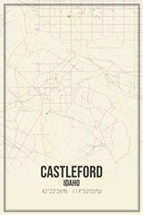 Retro US city map of Castleford, Idaho. Vintage street map.