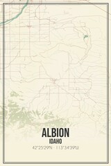 Retro US city map of Albion, Idaho. Vintage street map.