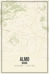 Retro US city map of Almo, Idaho. Vintage street map.