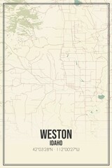 Retro US city map of Weston, Idaho. Vintage street map.