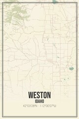 Retro US city map of Weston, Idaho. Vintage street map.