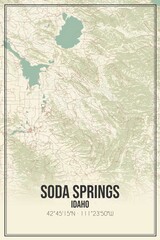 Retro US city map of Soda Springs, Idaho. Vintage street map.