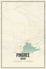 Retro US city map of Pingree, Idaho. Vintage street map.