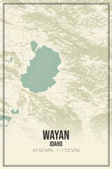 Retro US city map of Wayan, Idaho. Vintage street map.