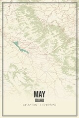 Retro US city map of May, Idaho. Vintage street map.