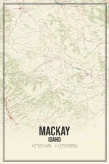 Retro US city map of Mackay, Idaho. Vintage street map.