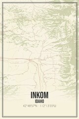 Retro US city map of Inkom, Idaho. Vintage street map.