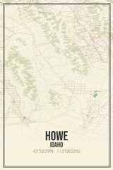 Fototapeta na wymiar Retro US city map of Howe, Idaho. Vintage street map.