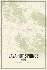 Retro US city map of Lava Hot Springs, Idaho. Vintage street map.