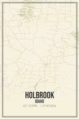 Retro US city map of Holbrook, Idaho. Vintage street map.
