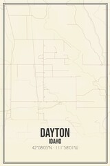 Retro US city map of Dayton, Idaho. Vintage street map.