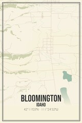 Retro US city map of Bloomington, Idaho. Vintage street map.