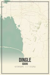 Retro US city map of Dingle, Idaho. Vintage street map.