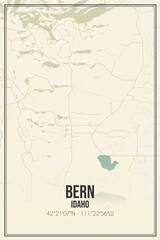 Retro US city map of Bern, Idaho. Vintage street map.