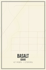 Retro US city map of Basalt, Idaho. Vintage street map.