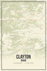Retro US city map of Clayton, Idaho. Vintage street map.