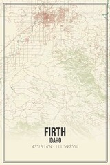 Retro US city map of Firth, Idaho. Vintage street map.