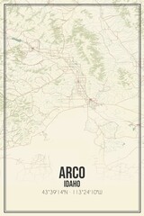 Fototapeta na wymiar Retro US city map of Arco, Idaho. Vintage street map.