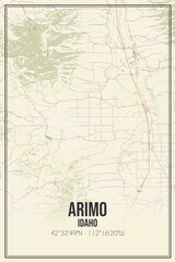 Fototapeta na wymiar Retro US city map of Arimo, Idaho. Vintage street map.