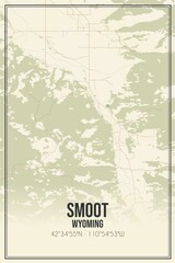 Retro US city map of Smoot, Wyoming. Vintage street map.