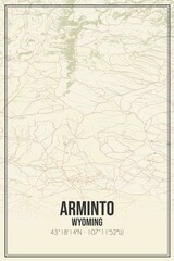 Retro US city map of Arminto, Wyoming. Vintage street map.