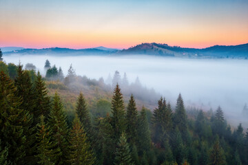Scenic image of the countryside in the mountains.