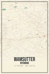 Retro US city map of Wamsutter, Wyoming. Vintage street map.