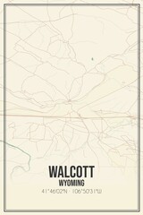 Retro US city map of Walcott, Wyoming. Vintage street map.