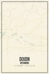 Retro US city map of Dixon, Wyoming. Vintage street map.