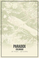 Retro US city map of Paradox, Colorado. Vintage street map.